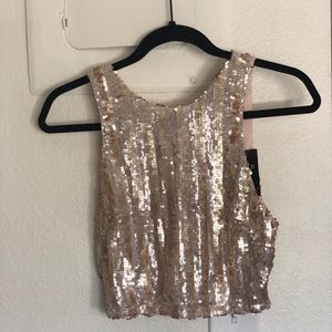 Shimmering nude crop top